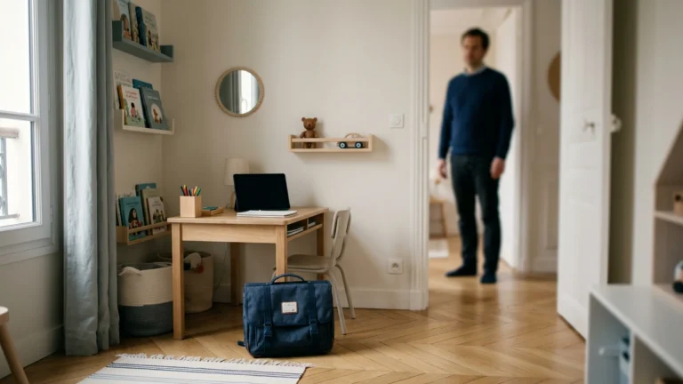 Coin de chambre d'enfant avec cartable, illustration de la protection des données personnelles d'un mineur