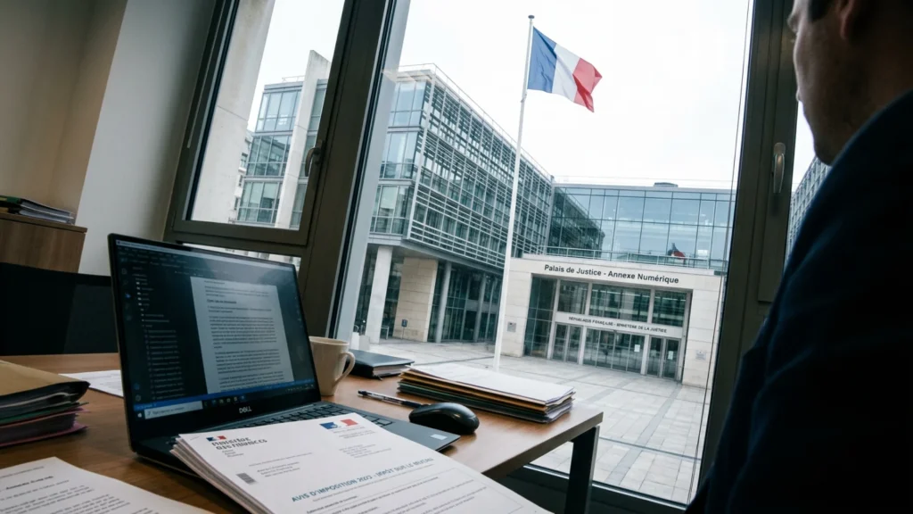 Bâtiment administratif français et avis d’imposition, illustration du piratage de la DGFiP