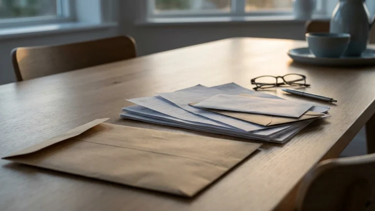 Courriers administratifs ouverts sur une table, illustration de la découverte d’une usurpation d’identité