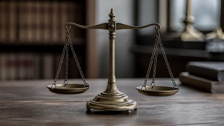 Balance de bureau ancienne en laiton aux plateaux vides